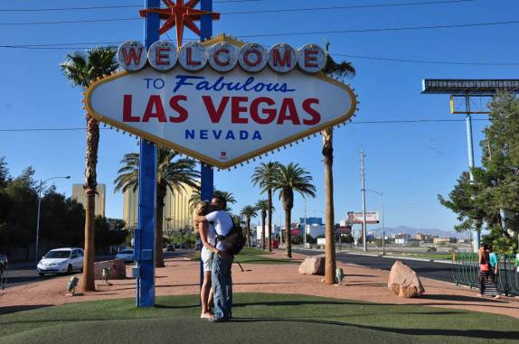 A conhecida placa de boasvindas à Las Vegas, em Nevada, nos Estados Unidos